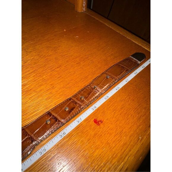 Brighton Cogniac Brown Full Grain Croc Embossed Leather Western Belt 38 - Picture 7 of 7